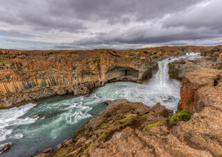 Powerful Aldeyjarfoss Waterfall