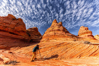 Chris Skoog Photographing hoodoos.