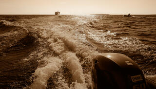 Zodiac boat heads to Aran Islands 