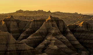Sunlight at Dawn in Badlands NP