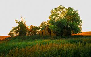 Sunset at homestead ruins
