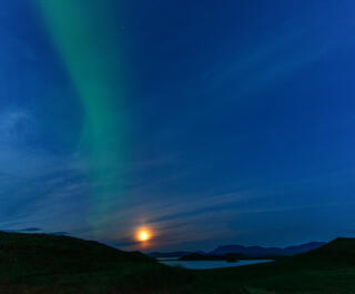 Northern Lights and moon