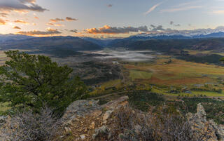 View to Ouray with Low Clouds Over Ridgway